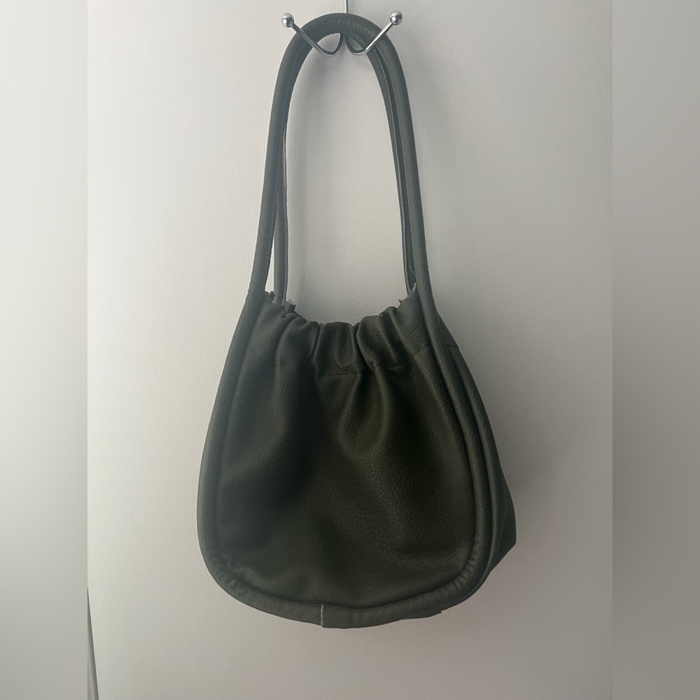 World Market Faux Leather Hobo Bag in Army Green